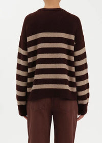 Carlyle Everyday Crewneck Sweater - Brown Oat Stripe