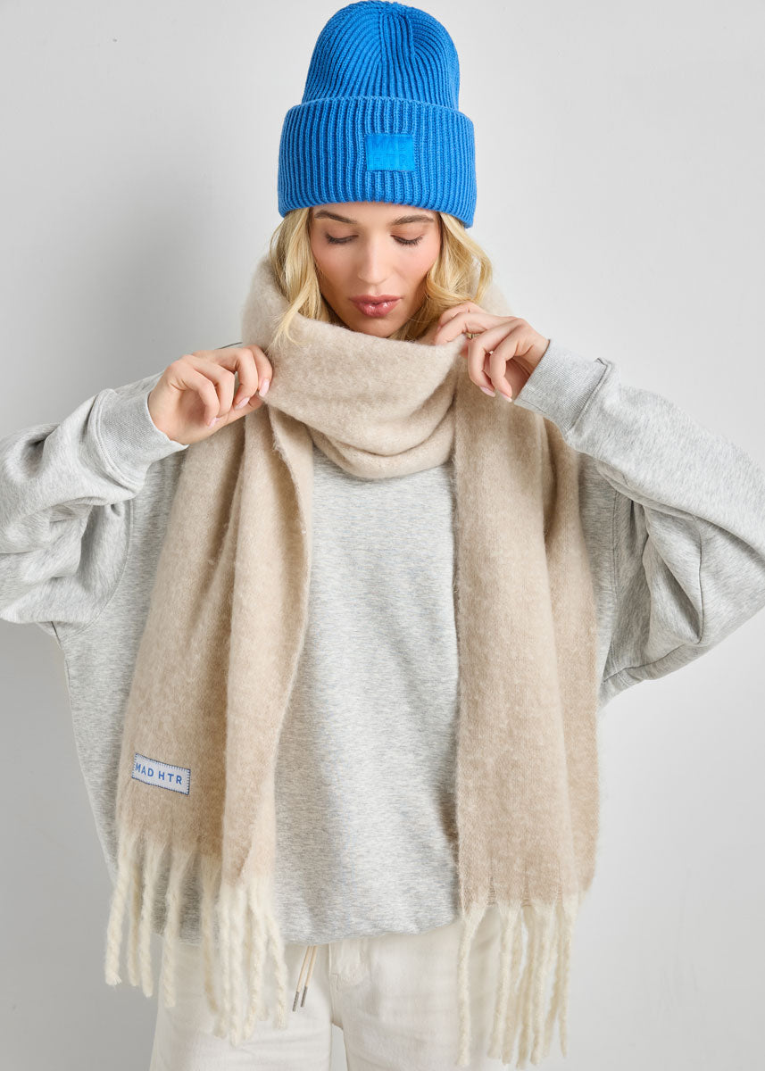 Mad Hatter Oversized Contrast Blanket Scarf - Feather & Ivory