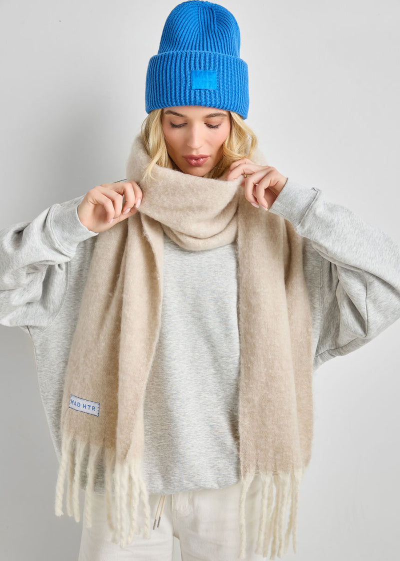 Mad Hatter Oversized Contrast Blanket Scarf - Feather & Ivory