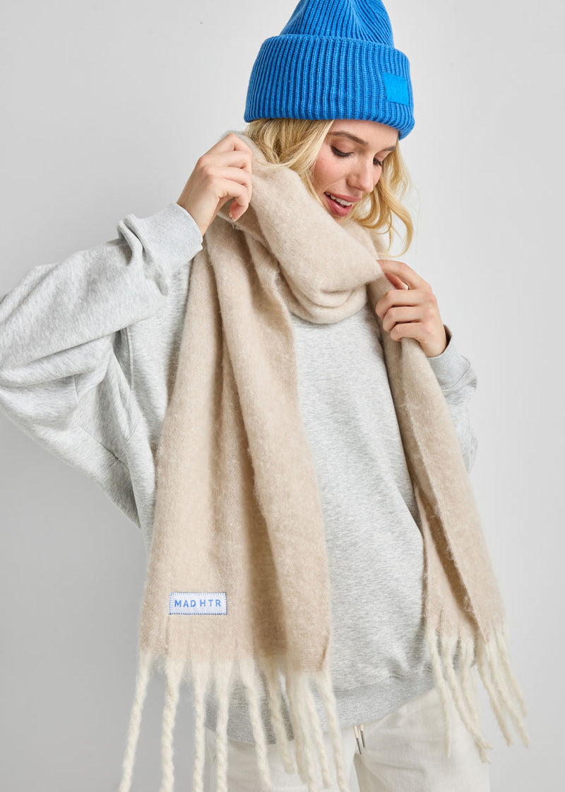 Mad Hatter Oversized Contrast Blanket Scarf - Feather & Ivory