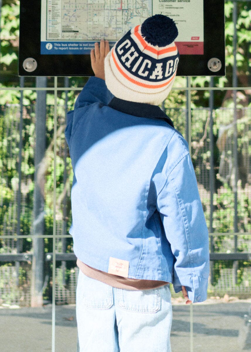 MAD HTR Chicago Varsity Beanie - Youth - Navy & Orange