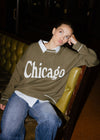 Chicago Oversized Stripe Cuff Sweater - Olive/Cream