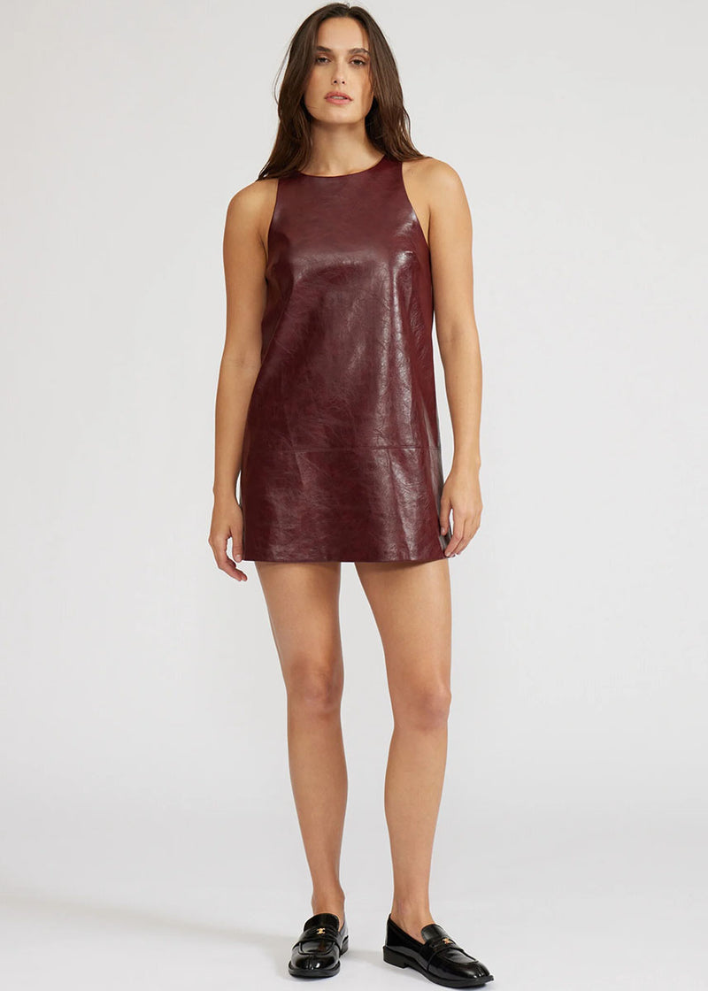Onyx Faux Leather Mini Dress - Burgundy