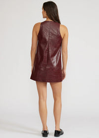 Onyx Faux Leather Mini Dress - Burgundy