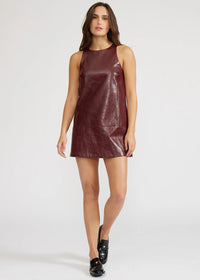 Onyx Faux Leather Mini Dress - Burgundy