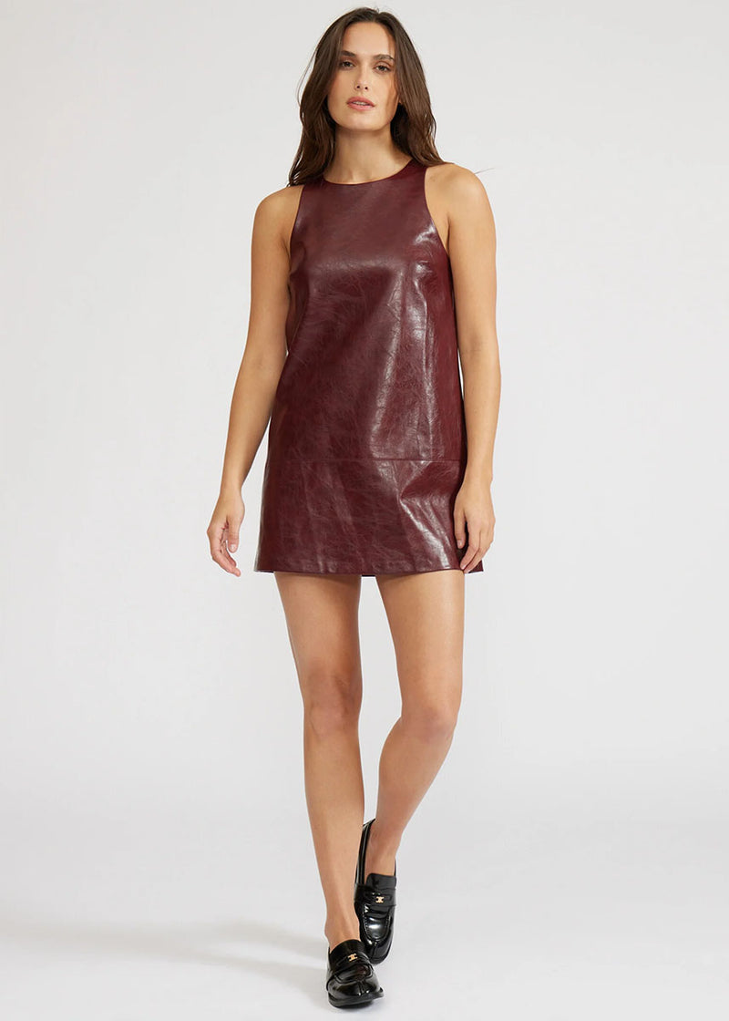 Onyx Faux Leather Mini Dress - Burgundy