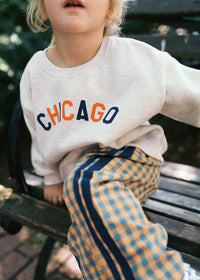 Sweet Home Chicago Oversized Sweatshirt - Orange & Navy