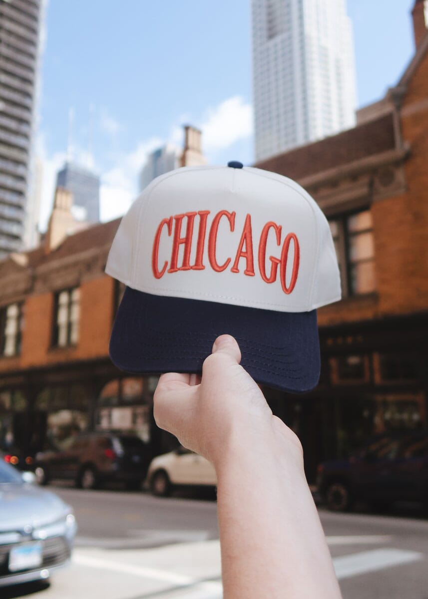 Chicago Puff Baseball Cap - Orange & Navy