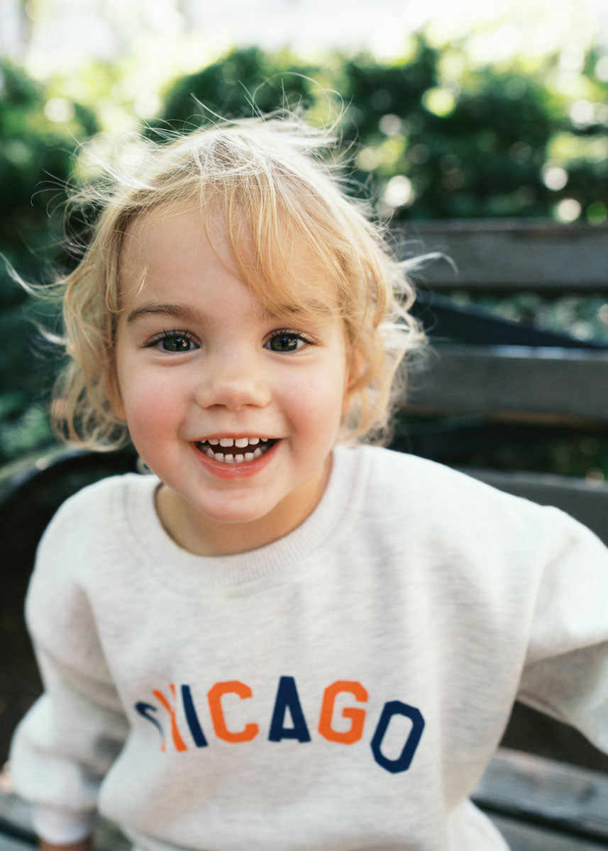 Sweet Home Chicago Oversized Sweatshirt - Orange & Navy