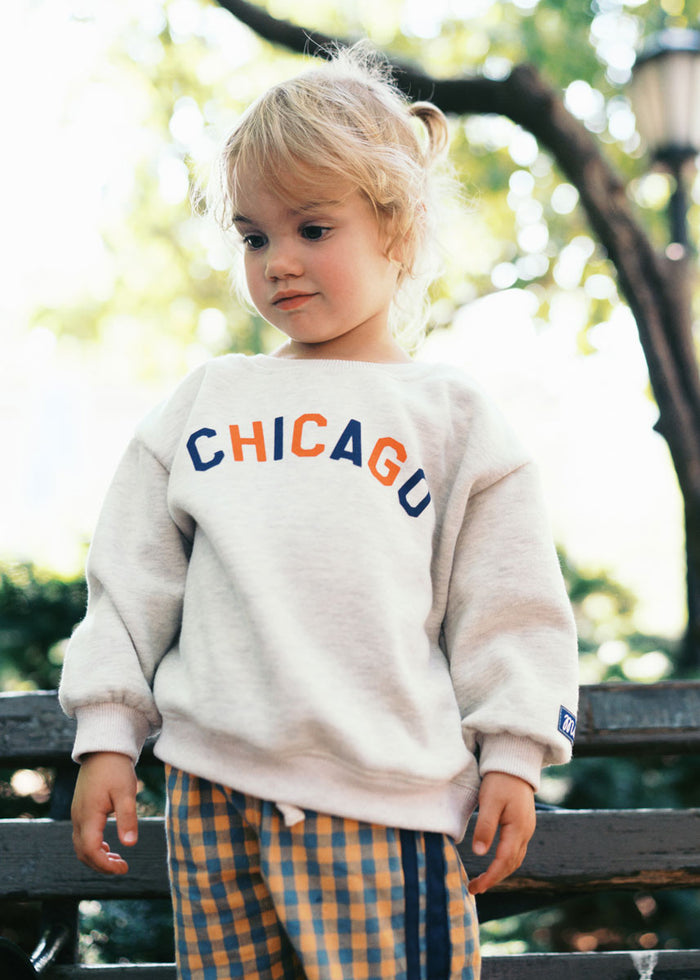 Sweet Home Chicago Oversized Sweatshirt - Orange & Navy