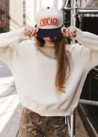 Chicago Puff Baseball Cap - Orange & Navy