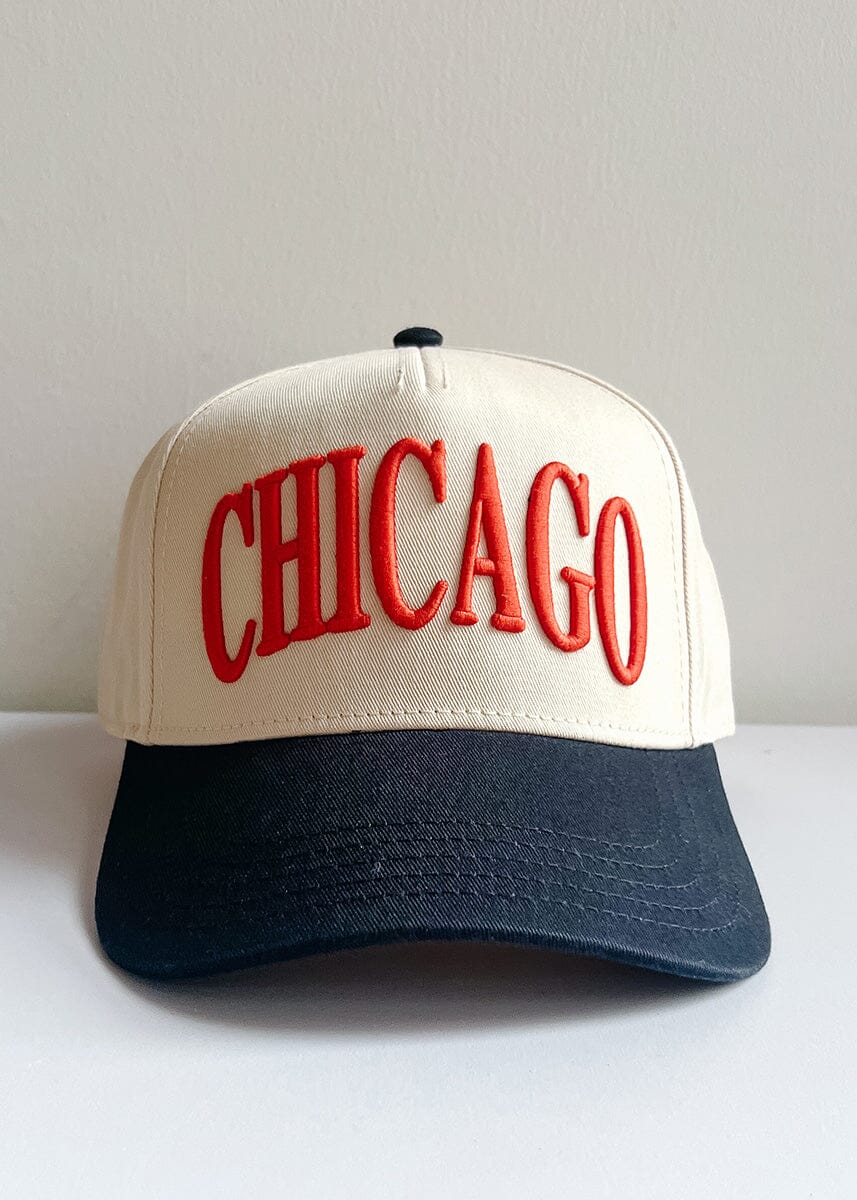 Chicago Puff Baseball Cap - Orange & Navy