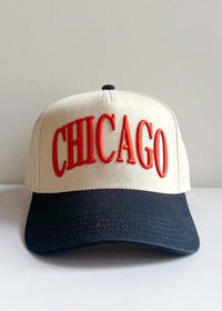 Chicago Puff Baseball Cap - Orange & Navy