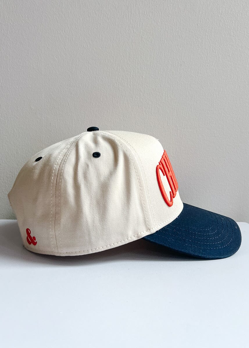 Chicago Puff Baseball Cap - Orange & Navy