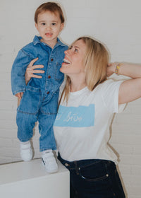 Oui Bebe Vintage Cursive T-Shirt - Blue