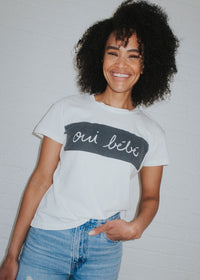 Oui Bebe Vintage Cursive T-Shirt - Black