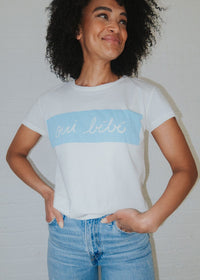Oui Bebe Vintage Cursive T-Shirt - Blue