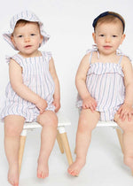 Smocked Overall Shortie - Nautical Stripe