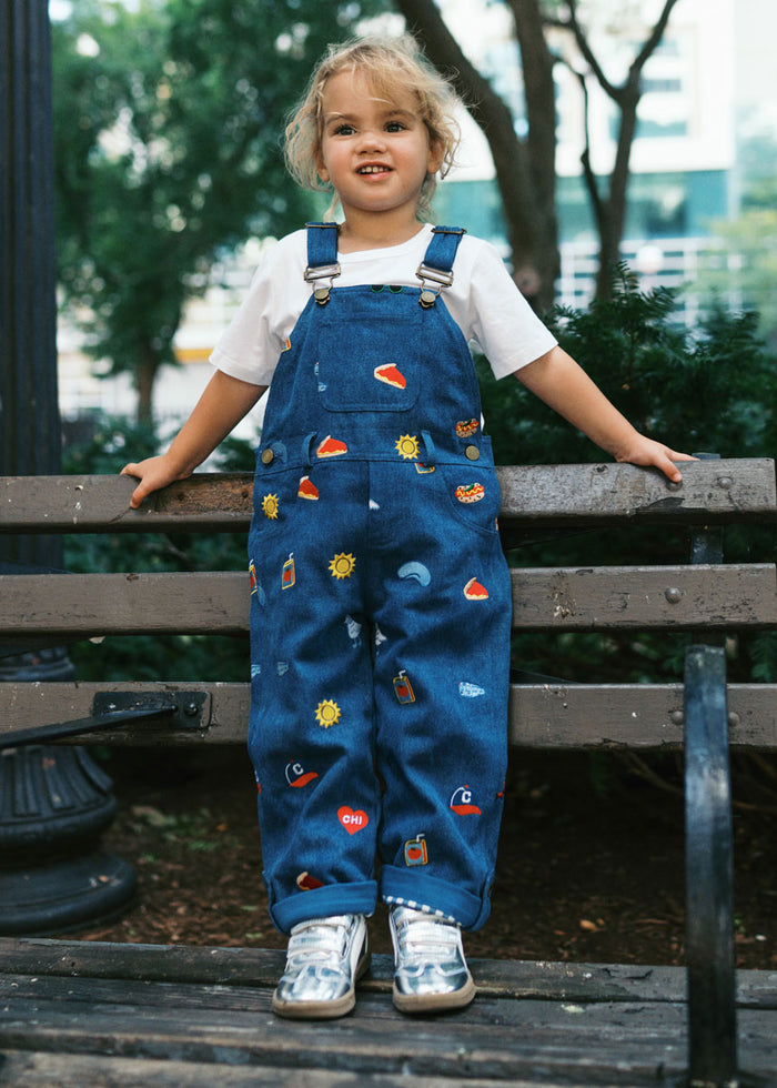 Chi Icons Embroidered Denim Overalls