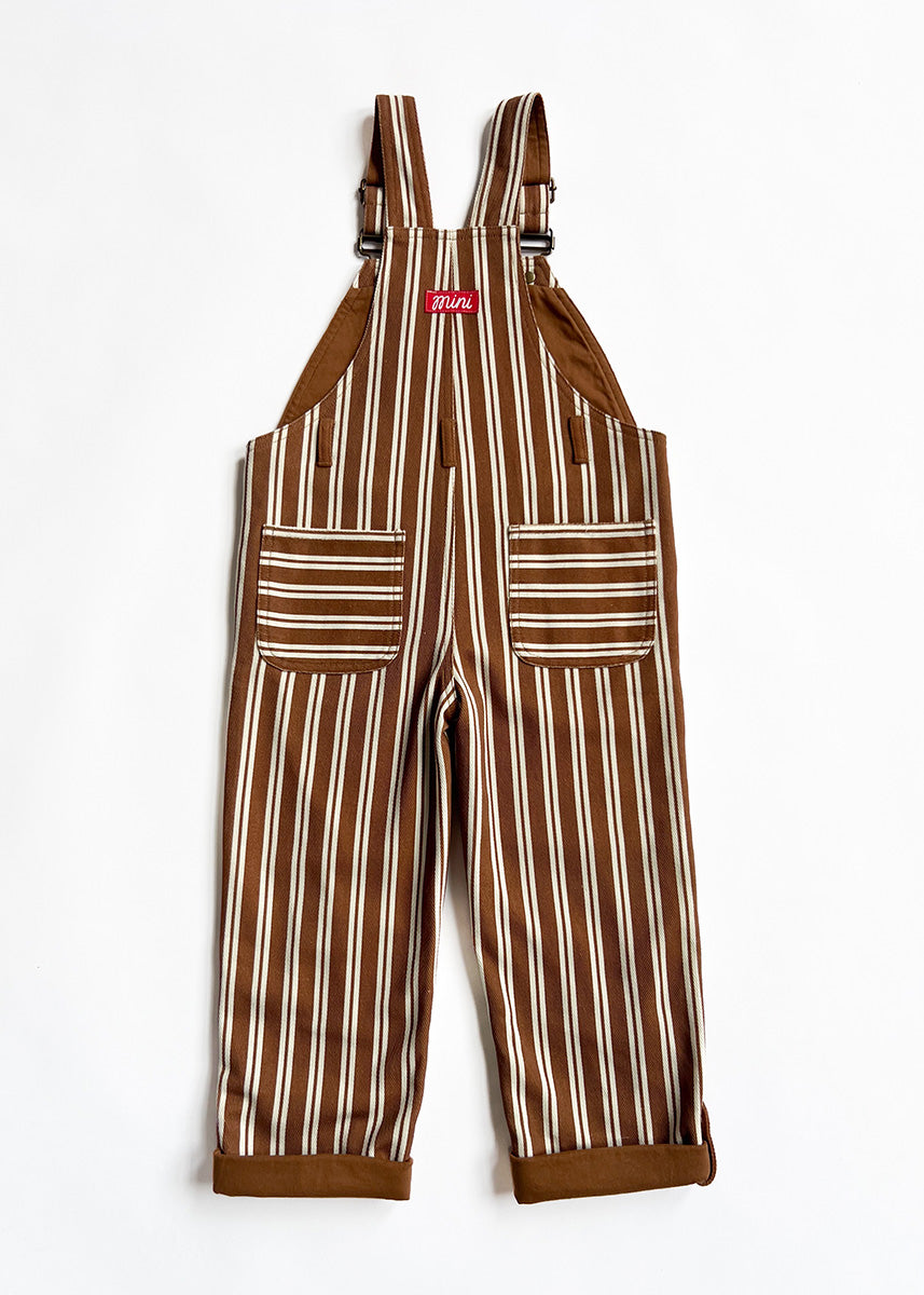 Striped Overalls - Ivory & Brown