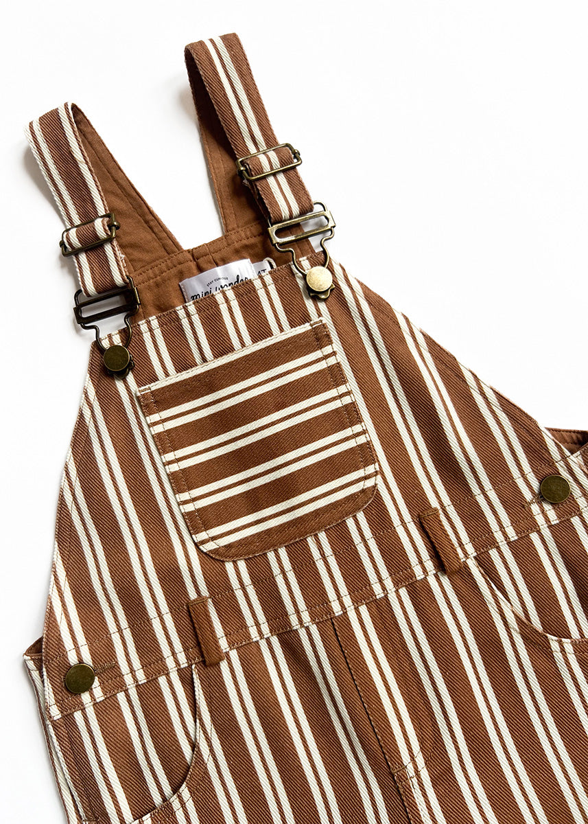 Striped Overalls - Ivory & Brown