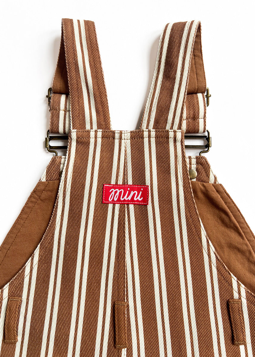 Striped Overalls - Ivory & Brown