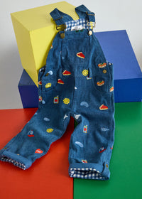 Chi Icons Embroidered Denim Overalls