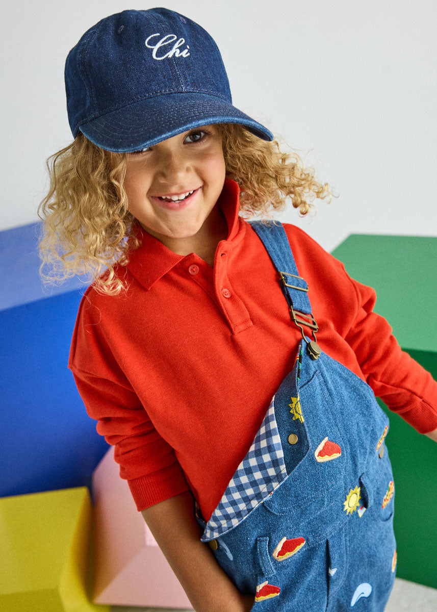 Chi Icons Embroidered Denim Overalls