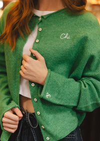 Chi Embroidered Piper Cardigan - Kelly Green