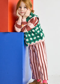 Striped French Terry Pant - Pink & Burgundy