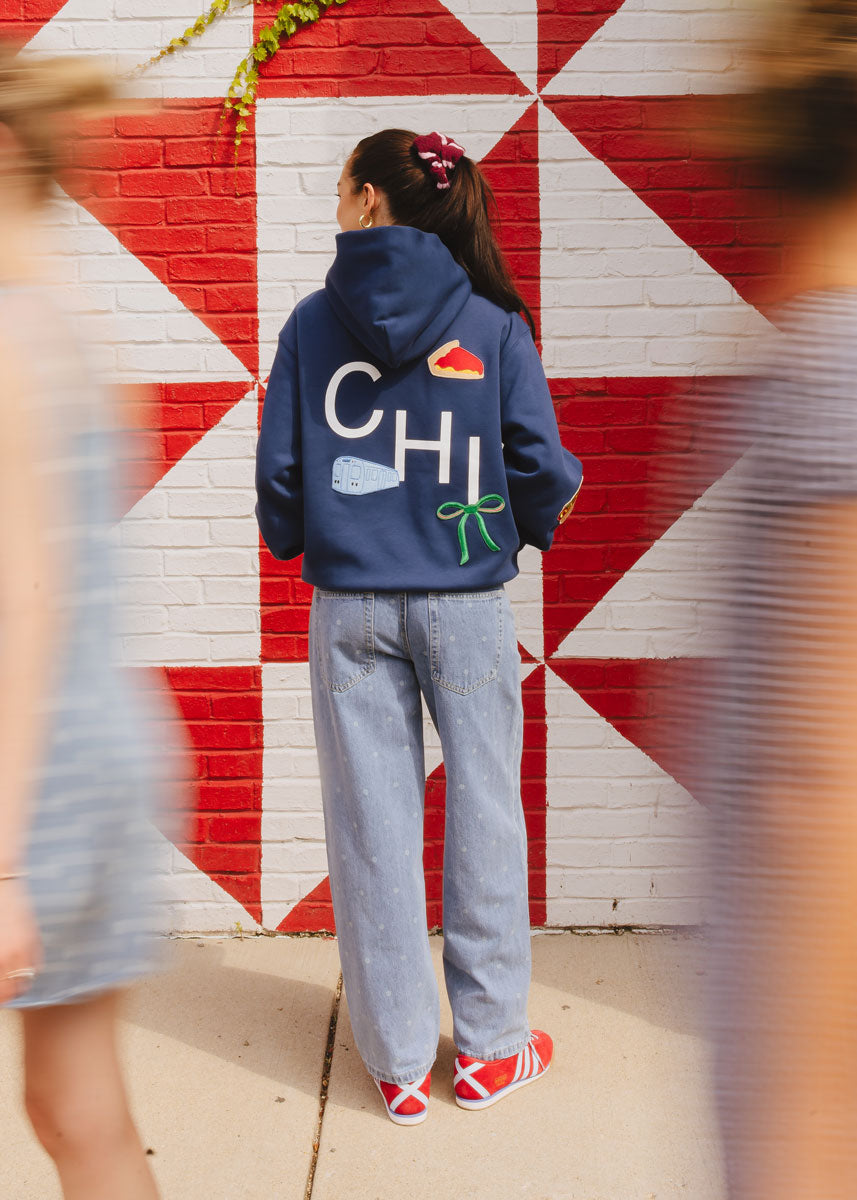 Chicago Icon Patch Hoodie - Navy