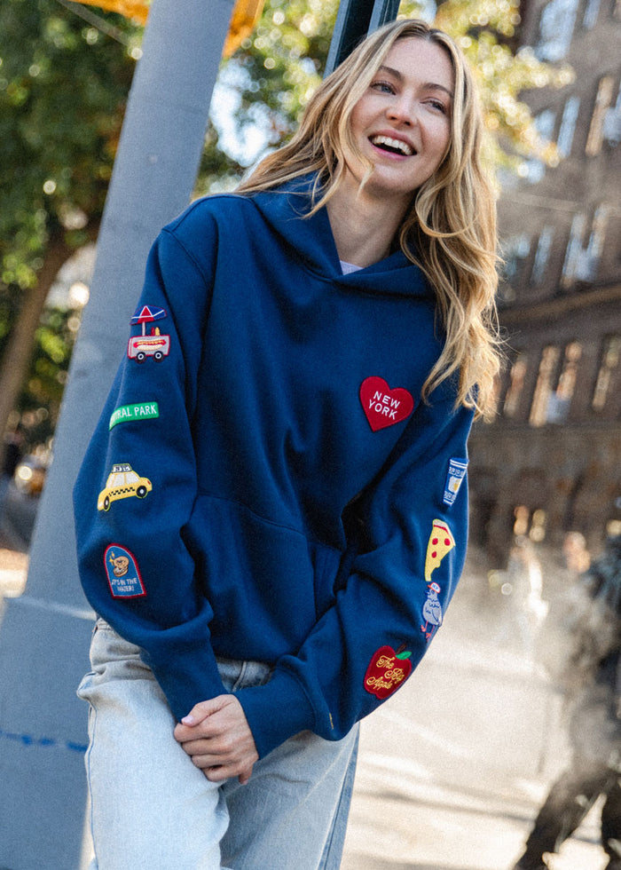 New York Icons Patch Hoodie - Navy