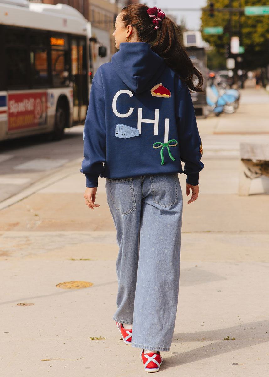 Chicago Icon Patch Hoodie - Navy