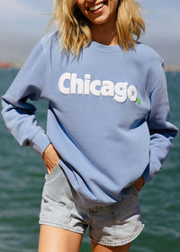 Chicago. Crewneck Sweatshirt - Blue & White