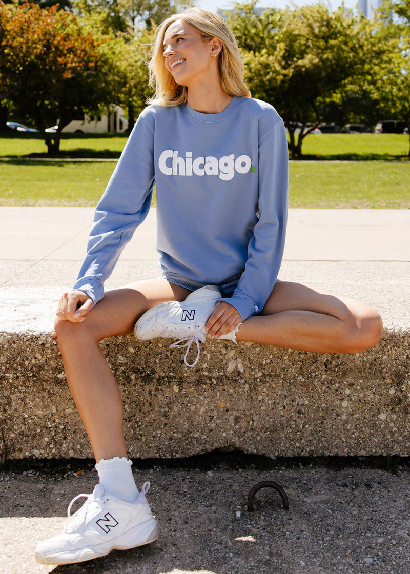 Chicago. Crewneck Sweatshirt - Blue & White