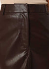 Jade Vegan Leather Column Skirt - Dark Brown