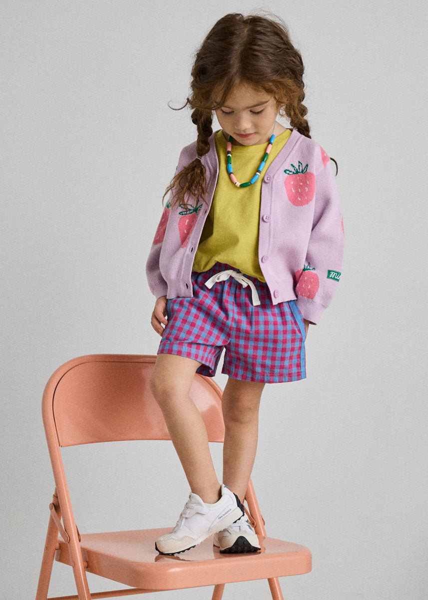 Gingham Drawstring Short - Pink & Teal