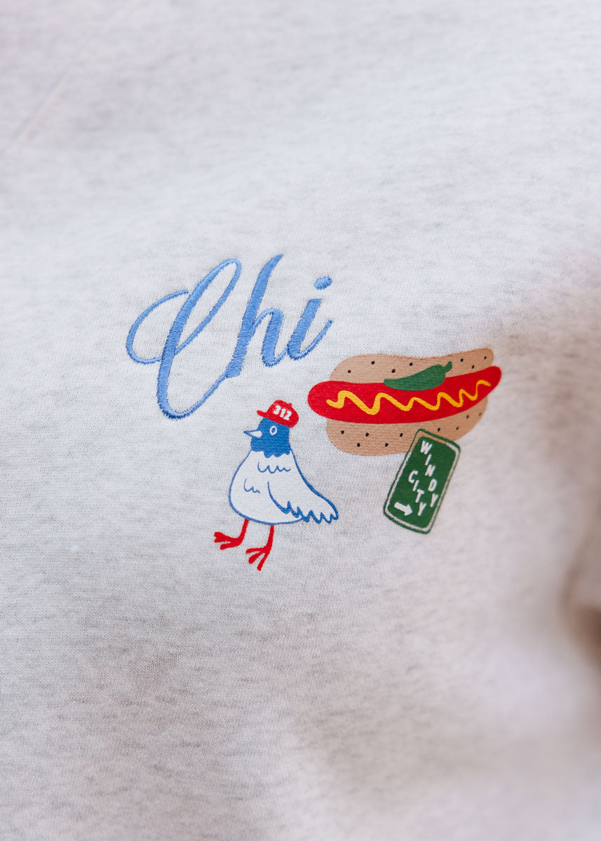 Chi Icons Mock Neck Sweatshirt - Heather Grey