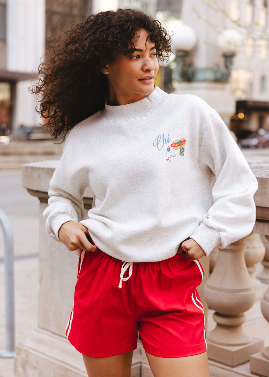 Chi Icons Mock Neck Sweatshirt - Heather Grey