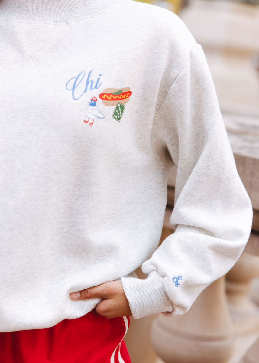 Chi Icons Mock Neck Sweatshirt - Heather Grey