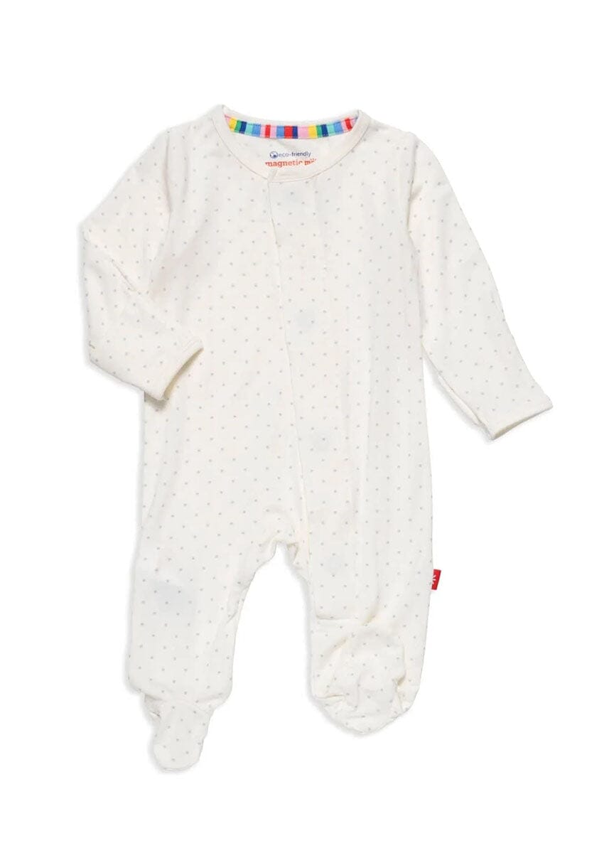 Modal Magnetic Footie - Pin Dot Cream