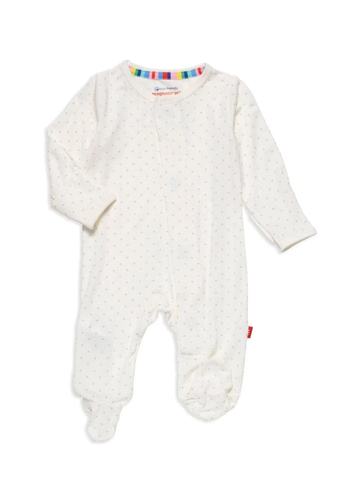 Modal Magnetic Footie - Pin Dot Cream