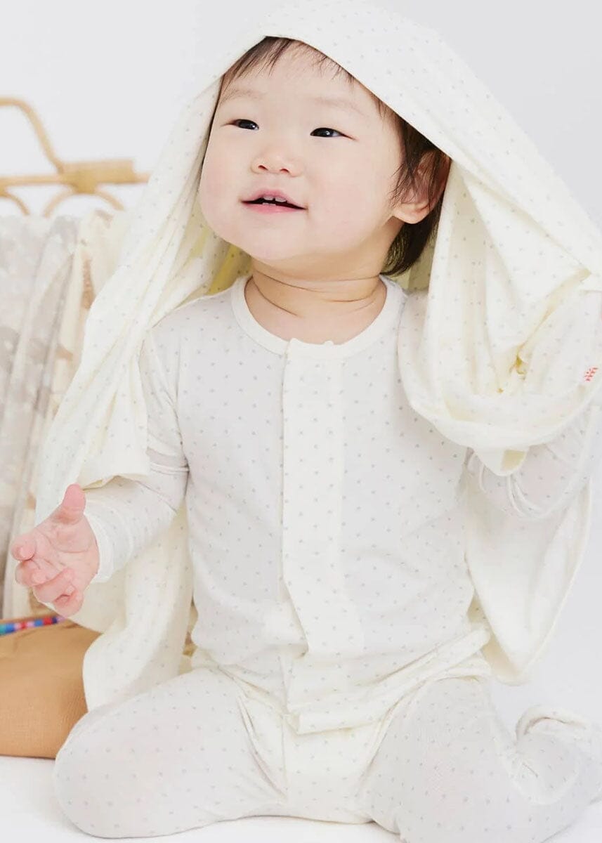 Modal Magnetic Footie - Pin Dot Cream