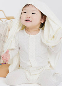 Modal Magnetic Footie - Pin Dot Cream