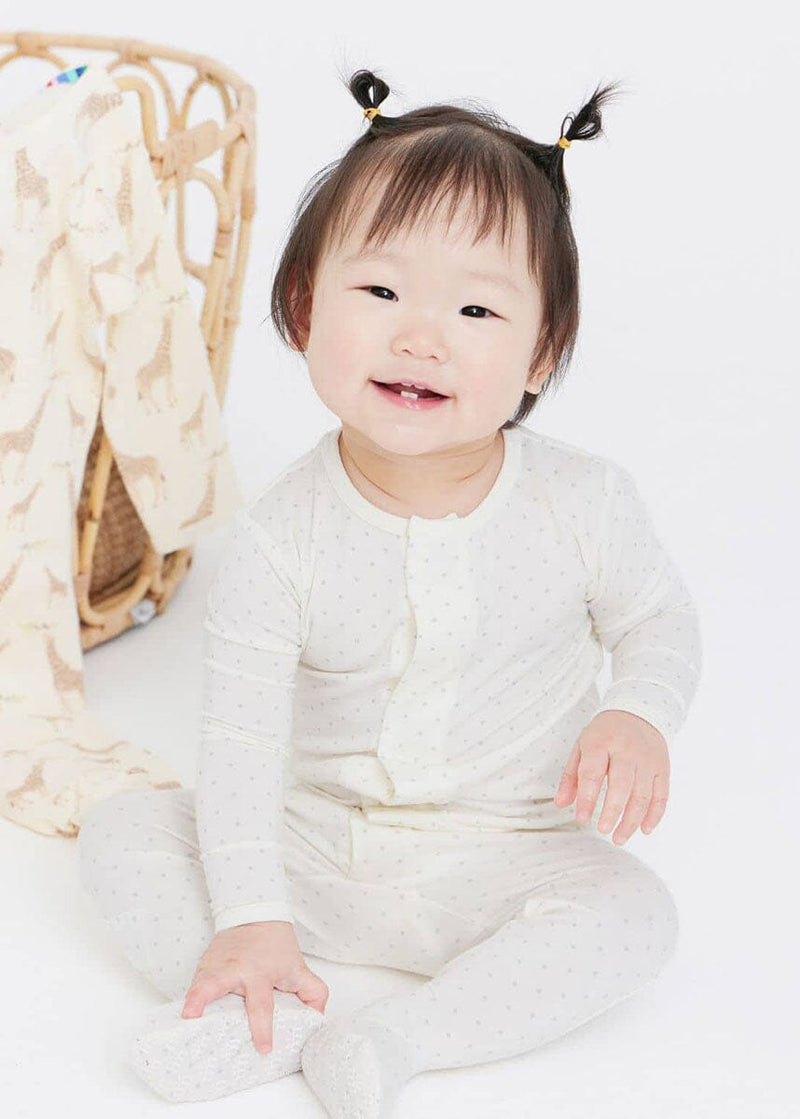 Modal Magnetic Footie - Pin Dot Cream