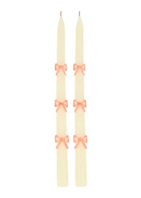 Pink Bow Taper Candles
