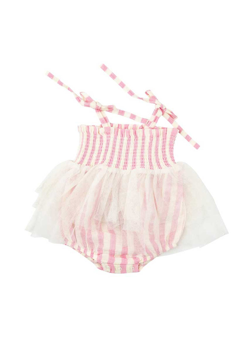 Tutu Bubble Onesie - Pink Stripe