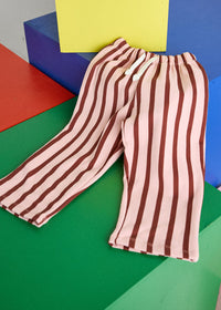 Striped French Terry Pant - Pink & Burgundy