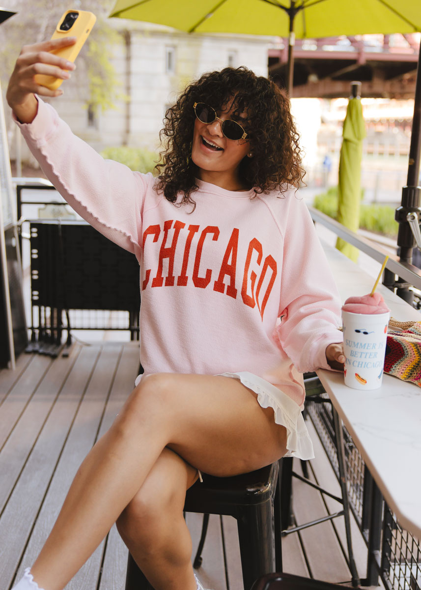 Chicago Reverse Classic Crew Sweatshirt - Pink & Orange