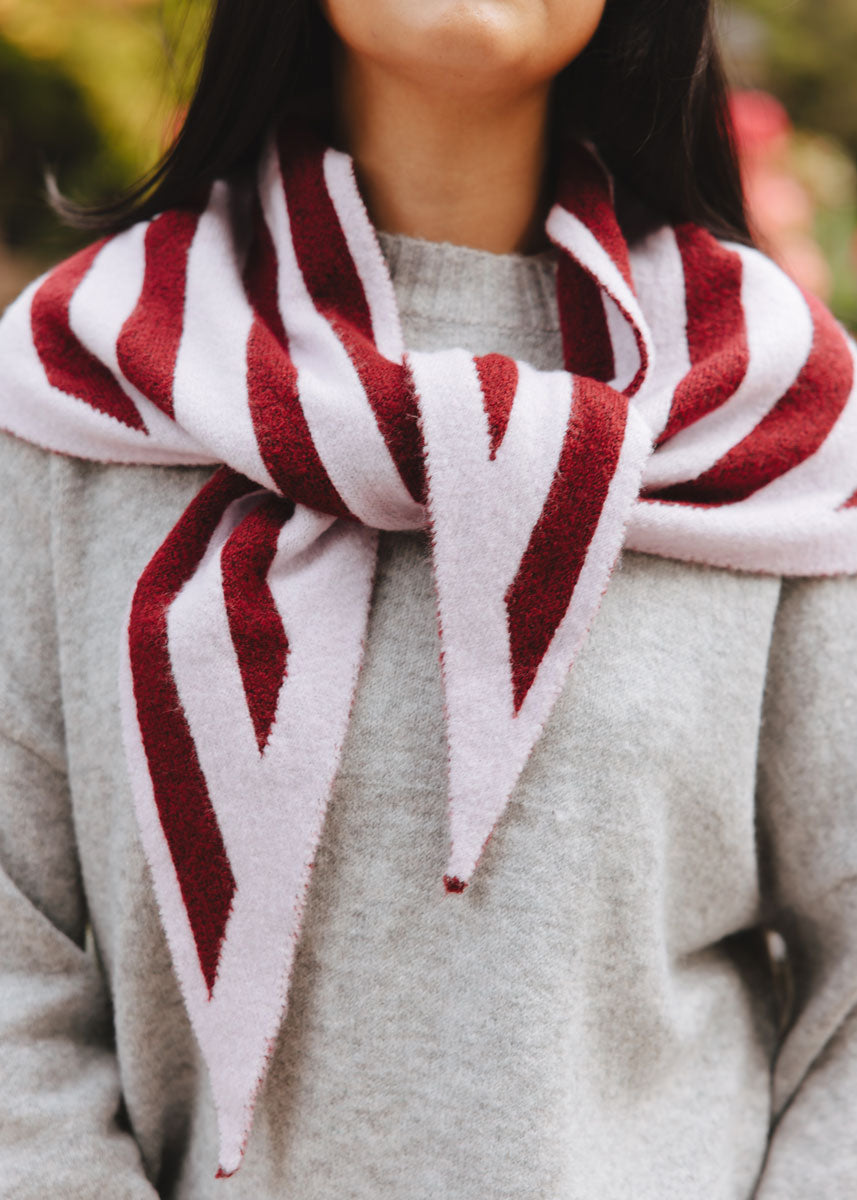 MAD HTR Triangle Scarf - Burgundy & Pink